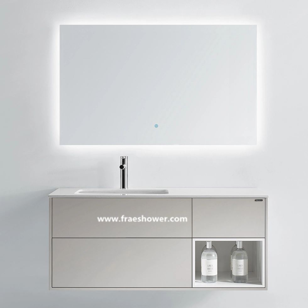 Modern Melamine Plywood Wall Mounted Bathroom Vanity with Mirror Cabinet