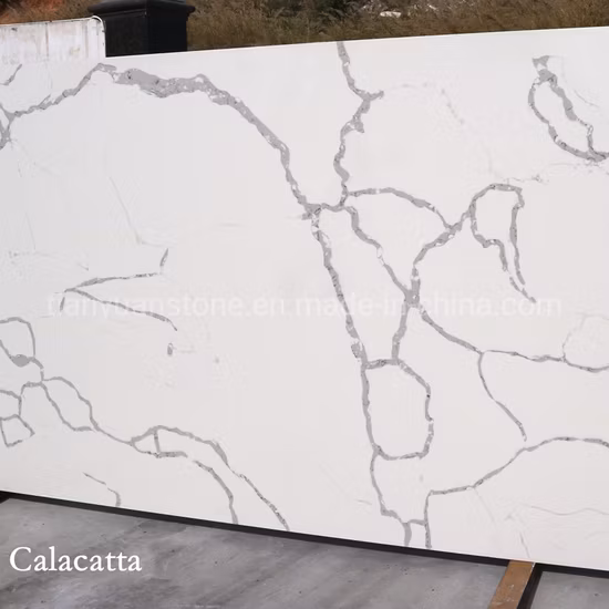 Dessus de vanité en quartz d'ingénierie blanc Calacatta Nuvo préfabriqués pour l'hospitalité Multi